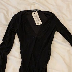 BooHoo Deep Plunge Neck Bodysuit